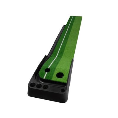 Suwequest Dual Color Grass Golf Putting Exerciser Indoor and Outdoor Golf Putter Trainer Portable Golf Practice Mat 3m with Track