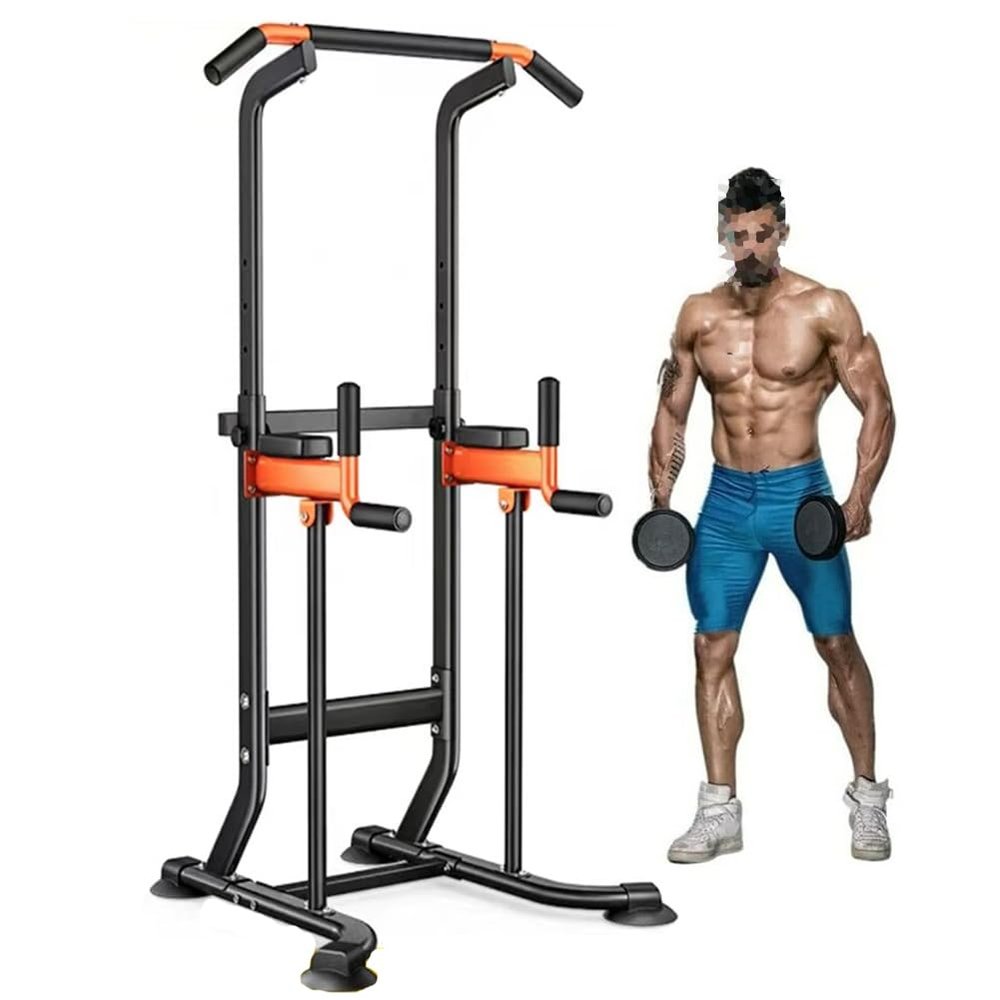 Power Tower Pull Up Dip Station Multi-Function Home Gym Strength Training Fitness Equipment for Home Strength Training Adujustable Height