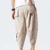 Maiyifu-GJ Men's Elastic Waist Casual Pants Loose Fit Stripe Cotton Linen Beach Pants Summer Drawstring Trousers (Light Khaki,5X-Large) view 2