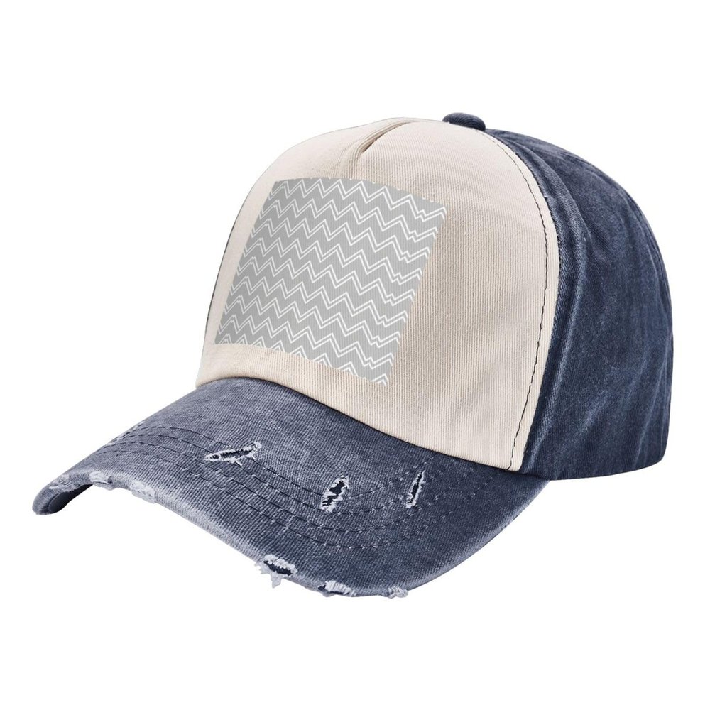 Gray Striped Stylish Faded Denim Baseball Cap-Vintage Washed Hat,Adding A Vintage Touch to Your Outfit