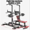 Workout Dip Station Pull Up Bar for Home Gym Adjustable Height Multifunctional Strength Training Fitness Exercise Equipment with Bench, Cap view 3