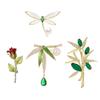 SHIDXIB 4Pcs Elegant Rhinestone Rose Dragonfly Bamboo Leaf Brooch Pin for Women Scarves Jackets and Dresses view 1