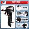 18HP Outboard Boat Motor,2 Stroke Fishing Boat Engine Marine Engine Outboard Motor Long Shaft w/CDI Water Cooling for Heavy Duty Fishing Boat Kayak Engine 246CC view 3