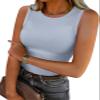 ANRABESS Womens Sleeveless High Neck Tank Tops Fashion Summer Casual Basic Slim Fit Ribbed Racerback Top Shirt Clothes Baby Blue-XXL view 1
