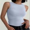ANRABESS Womens Sleeveless High Neck Tank Tops Fashion Summer Casual Basic Slim Fit Ribbed Racerback Top Shirt Clothes Baby Blue-XXL view 2