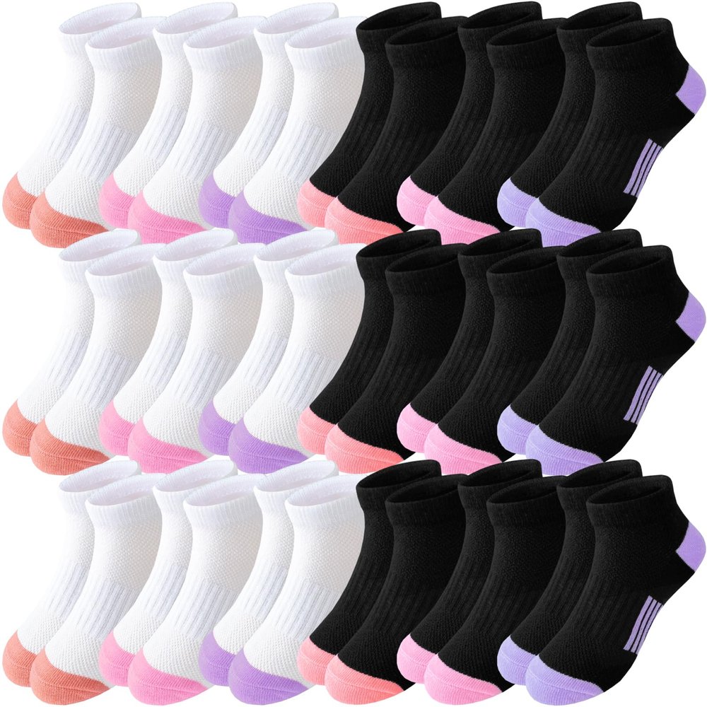 Bemeol Girls Socks 18 Pairs Ankle Socks for Girls Soft Athletic Low Cut Sock(7-10 Years)
