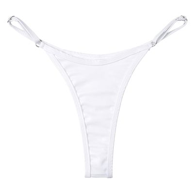 Linjinx Women's G-Strings Micro Thong Metallic Shiny Tiny Panties High Waist T-Back Underpants White Large