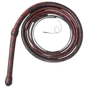 Leather Pro Impact 10 Feet Long 16 Plaits Red & Black Custom Bull-Whip Equestrian Sports for Professional Training Fully Hand Made Bullwhip