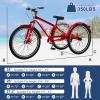 Barbella Adult Mountain Bike 7 Speed, 24/26/27.5 Inch Three Wheel Bike Mountain Tricycle Adult Tricycle Cruiser Trike, Adults Trikes with Shopping Basket, Exercise Men's Women's Tricycles, Red view 3