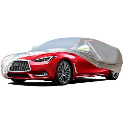 WOLWES Car Cover are Suitable for Infiniti Q60 All-Weather Windproof, Snowproof, Rainproof, UV-Protected and Breathable All-Season Universal with Side Door Zip Oxford Cloth Car Cover (Color : White)