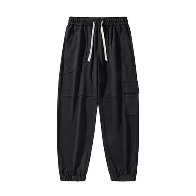 Maiyifu-GJ Mens Casual Cargo Pants Loose Fit Drawstring Elastic Waist Sweatpants Lightweight Joggers Pants with Pockets (Black,XX-Large)