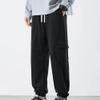 Maiyifu-GJ Mens Casual Cargo Pants Loose Fit Drawstring Elastic Waist Sweatpants Lightweight Joggers Pants with Pockets (Black,XX-Large) view 2