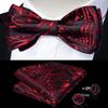 Bowtie For Men Self-Ties Set Cravat Mens Bow Tie Accessories Burgundy Wine Red Color Paisley Butterfly Knot Gift view 2