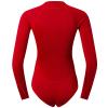 HSKJTT 2mm Neoprene Wetsuit, One Piece Diving Suit Women's Long Sleeved Swimwear with Front Zip Triangle Swimsuit Uv UPF 50+ Ladies Bodysuits,L, Red view 2