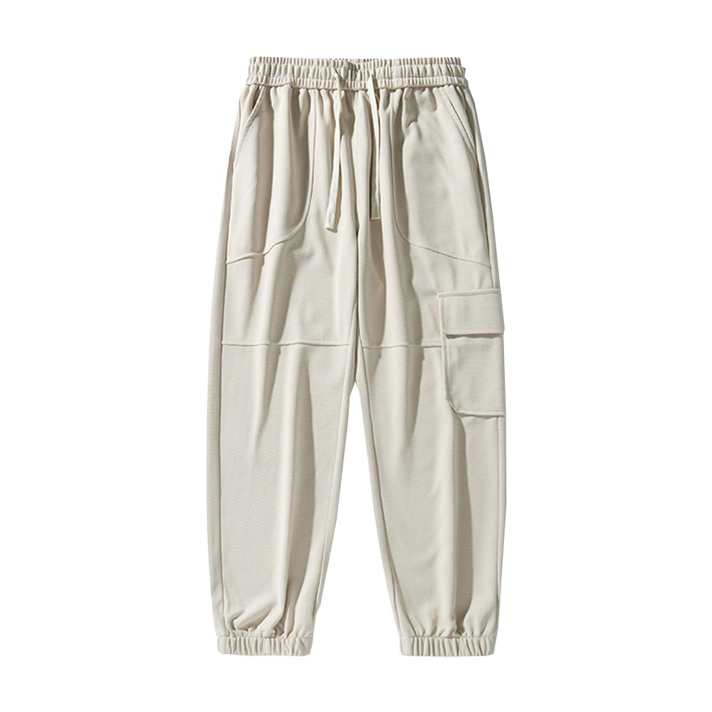 Maiyifu-GJ Mens Casual Cargo Pants Loose Fit Drawstring Elastic Waist Sweatpants Lightweight Joggers Pants with Pockets (Apricot,X-Large)