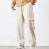 Maiyifu-GJ Mens Casual Cargo Pants Loose Fit Drawstring Elastic Waist Sweatpants Lightweight Joggers Pants with Pockets (Apricot,X-Large) view 2