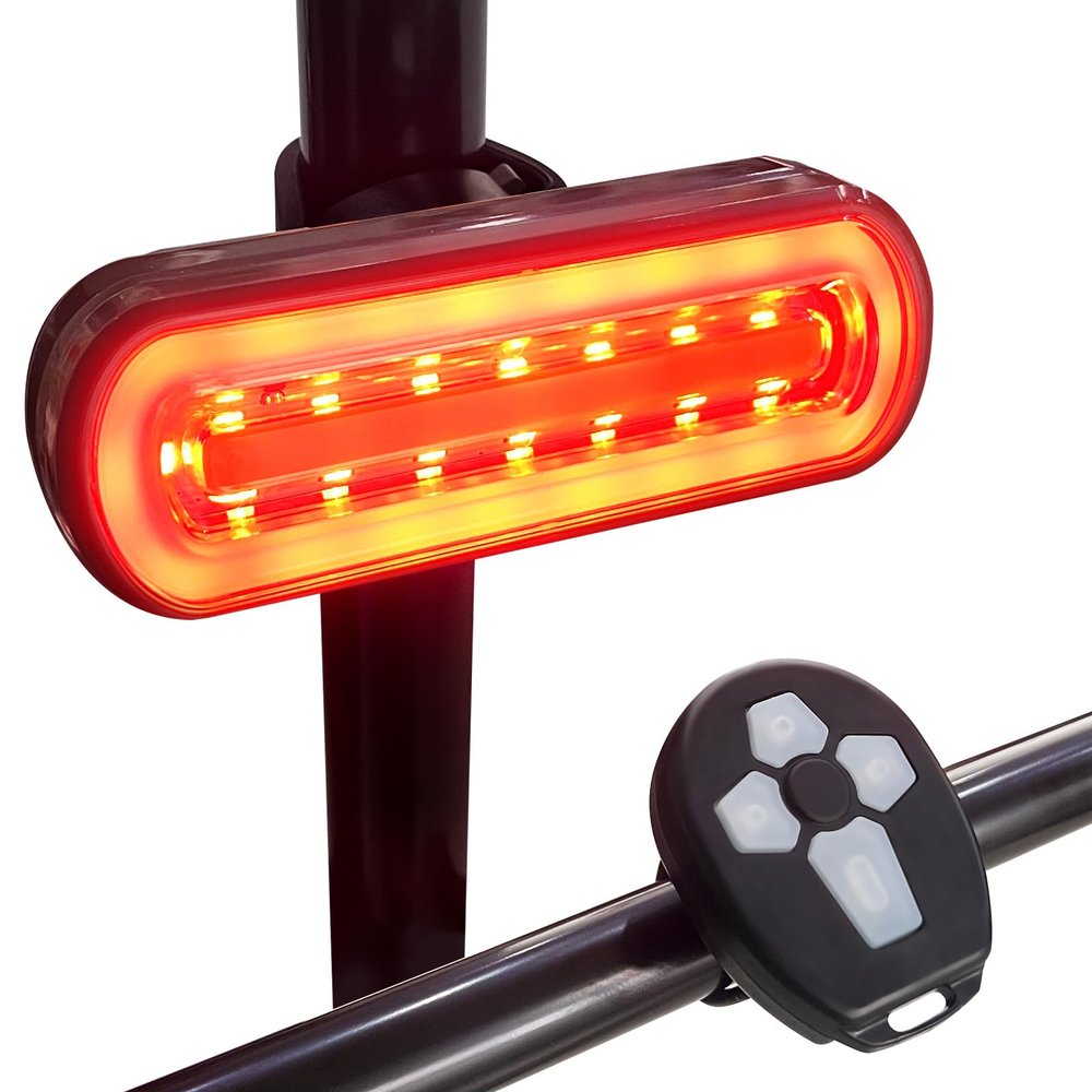 JINKEY Smart Bike Tail Light with Turn Signals, 2024 New Bright USB Rechargeable LED Brake Sensing Rear Bike Light IPX5 Waterproof Wireless Remote Control Turn Signal for Bicycle Cycling Scooter