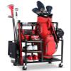 FHXZH Golf Bags Storage Garage Organizer Golf Bag Stand for Golf Bags, Clubs, Balls, Golf Equipment Accessories, Golf Bag Storage Rack with Wheels for Garage, Club, Basement (1 Golf Bag Organizer) view 1