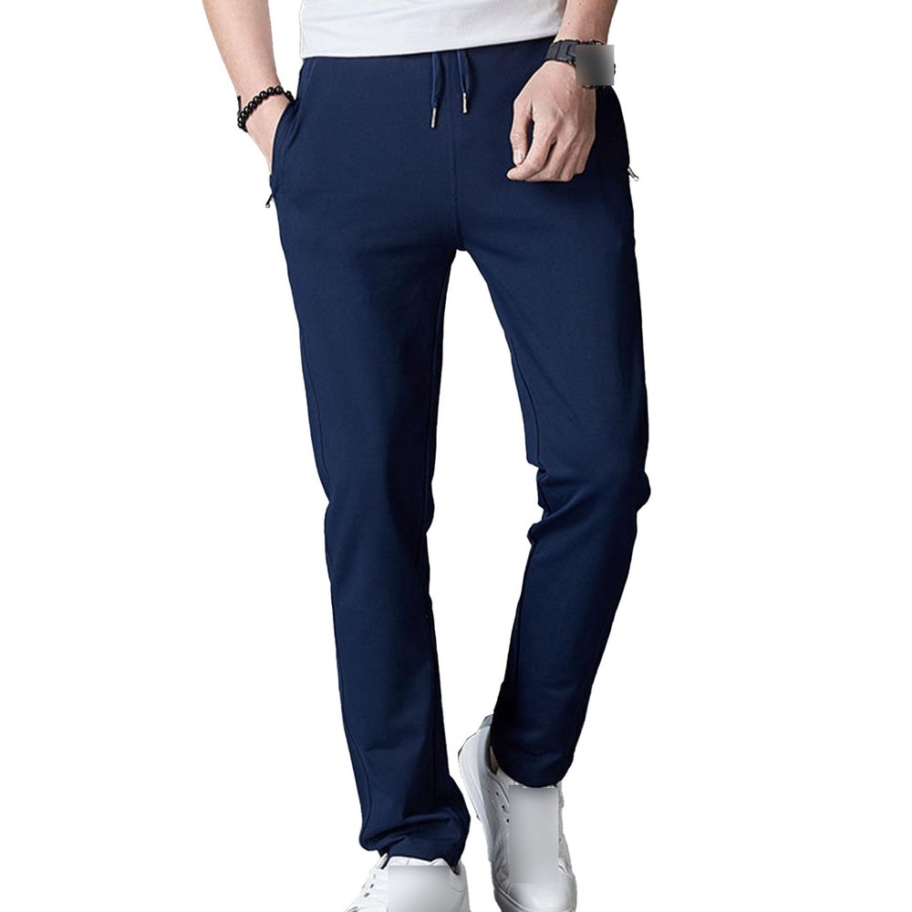 Maiyifu-GJ Men's Casual Cotton Sweatpants Drawstring Elastic Waist Stretch Joggers Pants Loose Fit Running Athletic Trousers (Blue,5X-Large)