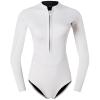 HSKJTT 2mm Neoprene Wetsuit, One Piece Diving Suit Women's Long Sleeved Swimwear with Front Zip Triangle Swimsuit Uv UPF 50+ Ladies Bodysuits,L, White view 1