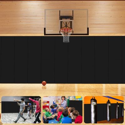 VANCL 4'' Thick Wall Pad 72'' Gym Wall Padding 4'' Thick Foam Pad 6 Feet High Gym Wall Padding Baseball 4" Thick Wall Mats for Padding 72'' Gym Mats Padded Wall 72''x20''x4'' Pad Black[2 Pack]