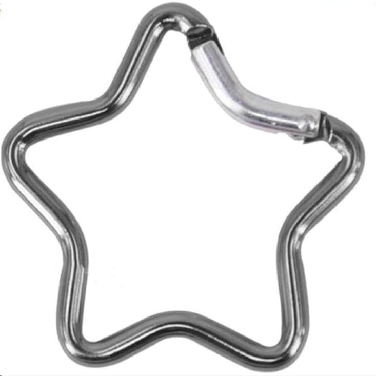 2Pcs Silver Star-Shaped Heavy Duty Locking Hook for Camping Fishing Hiking Traveling Aluminum Alloy Carabiner Clip Star Shape Climbing Buckle Non Slip Rubber Pad, Outdoor Recreation