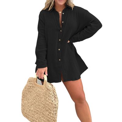 PFBEGS 2024 Summe Sexy Romper Dress Set Womens 2 Piece Outfits Long Sleeve Loose Plus Size, Large, Blck