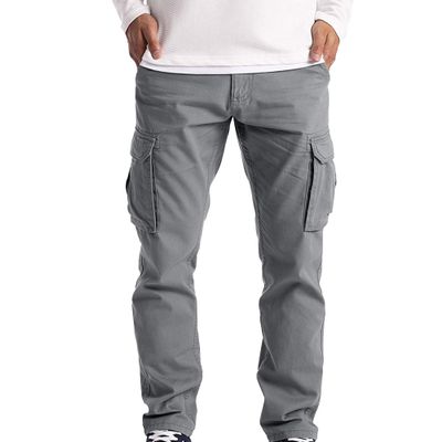 Maiyifu-GJ Men's Hiking Cargo Pants Trousers Lightweight Casual Athletic Jogger Pants Multi Pockets Workout Sweatpants (Light Grey,XX-Large)
