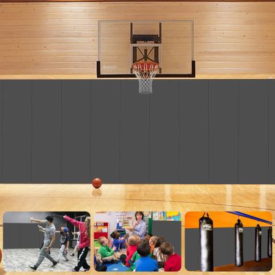 VANCL 2' x 5' Gym Wall Padding Panels Wall Mats Gymnasium Wall Padding 2 ft Wall Padding for Gym 60''Lx24''Wx2''T Wall Pads for Wall Mats for Safety Padding Grey Wall Pad[2 Pack]