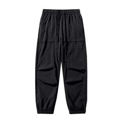 Maiyifu-GJ Men's Quick-Drying Cargo Pants Drawstring Athletic Jogger Sweatpants Casual Workout Hiking Long Trousers (Black,Medium)