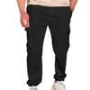 Maiyifu-GJ Men's Casual Loose Cotton Linen Pants Drawstring Elastic Waist Athletic Jogger Pants Summer Lightweight Sweatpants (Black,X-Large)
