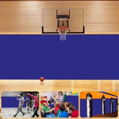 VANCL Wall Pad 4" Thick Wall Mats Basketball Wall Padding Tennis Removable Gym Wall Padding 4" Thick Gymnasium Wall Padding Wall Mat Gymnastics Padded Wall 60''x20''x4'' Blue [4 Pack]