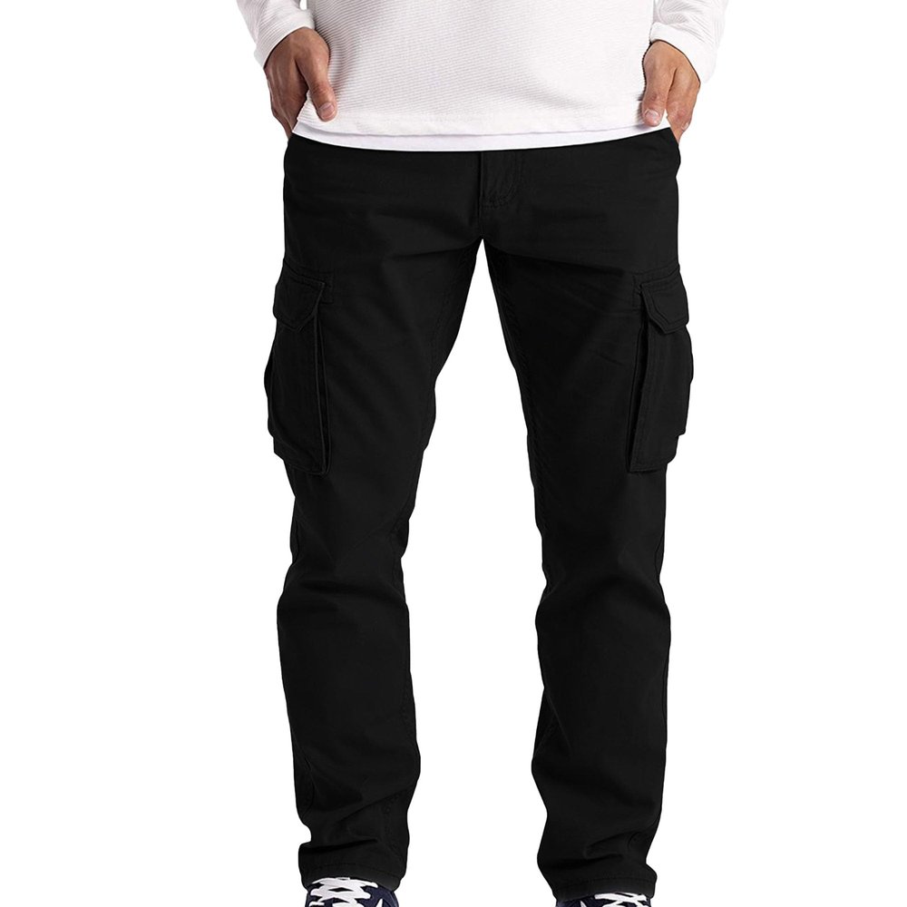 Maiyifu-GJ Men's Hiking Cargo Pants Trousers Lightweight Casual Athletic Jogger Pants Multi Pockets Workout Sweatpants (Black,Small)