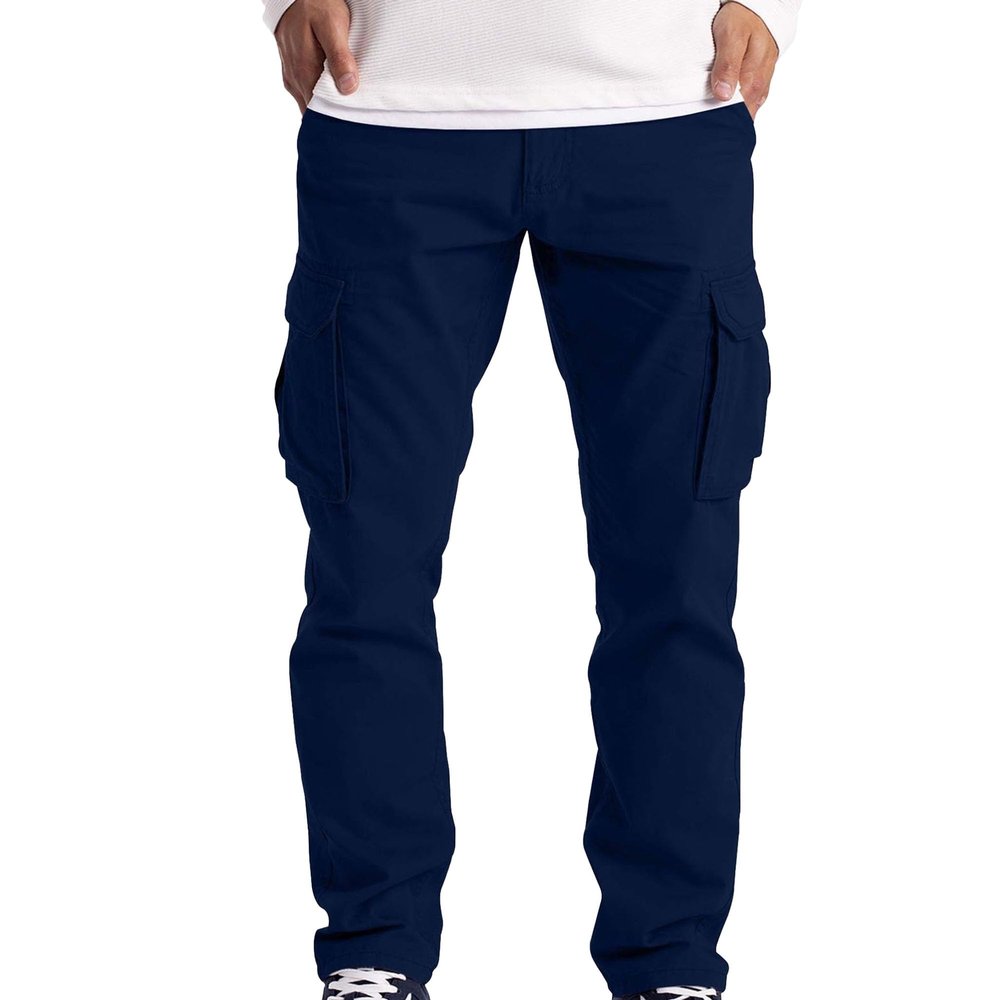 Maiyifu-GJ Men's Hiking Cargo Pants Trousers Lightweight Casual Athletic Jogger Pants Multi Pockets Workout Sweatpants (Blue,Small)