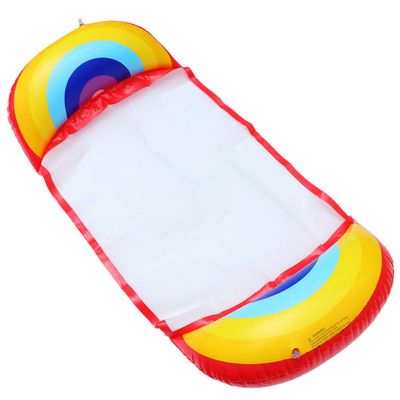Milisten 1pc Inflatable Water Floating Bed Hammock Rainbow Design for Pool Fun Comfortable Floating Lounge Mat for Adults and Boys and Girls