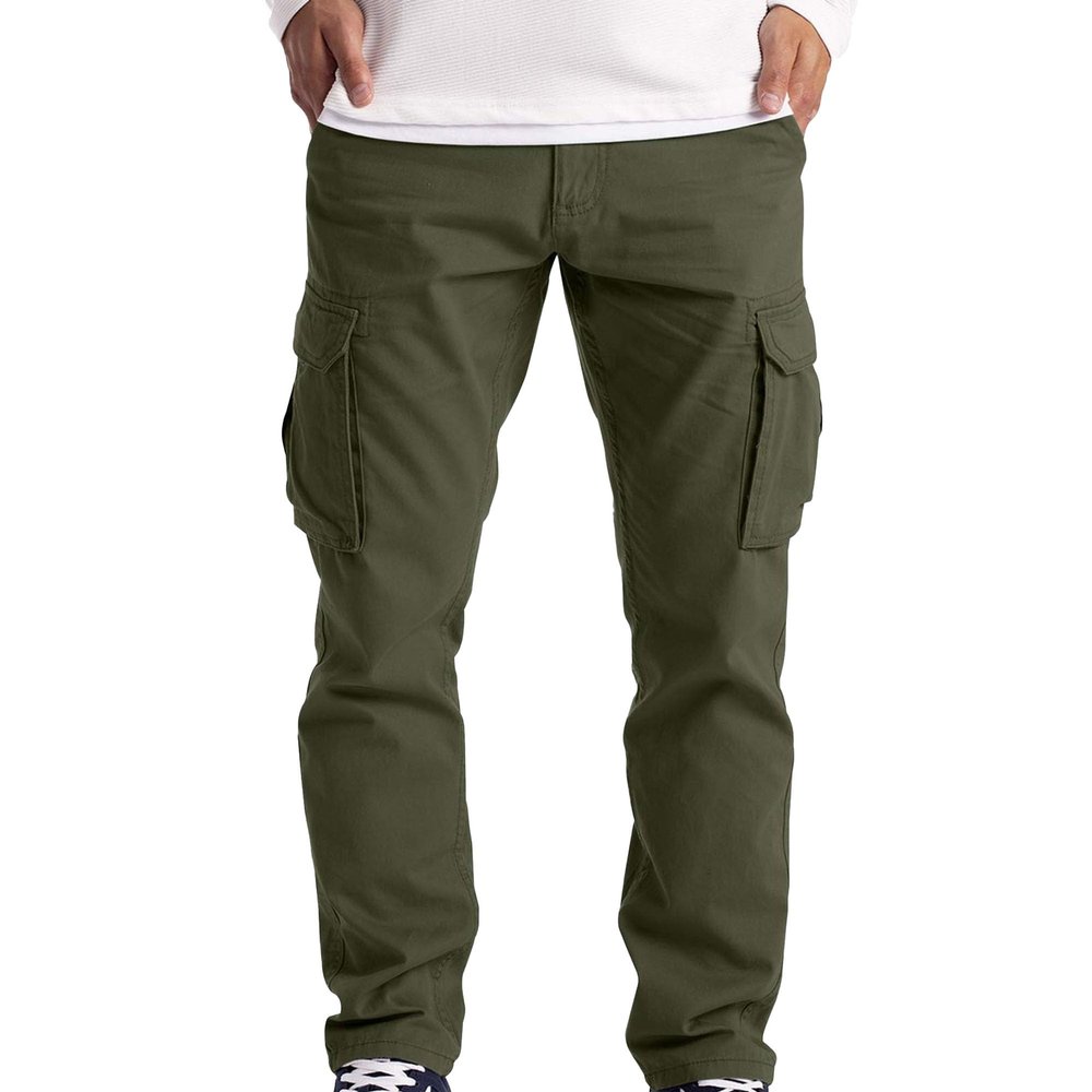Maiyifu-GJ Casual Cargo Pants for Men Lightweight Multi Pockets Hiking Sweatpants Athletic Running Joggers Trousers (Army Green,X-Large)