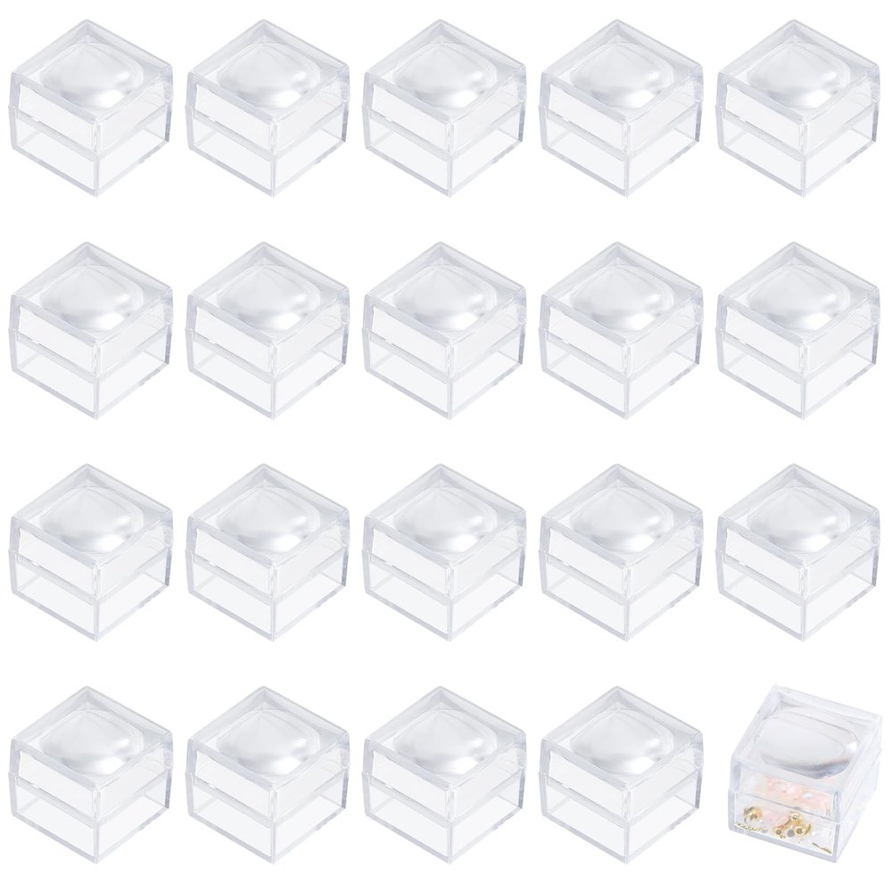 CHGCRAFT 20pcs Magnifying Display Box Diamond Gemstone Display Case Transparent Plastic Diamond Jewelry Boxes