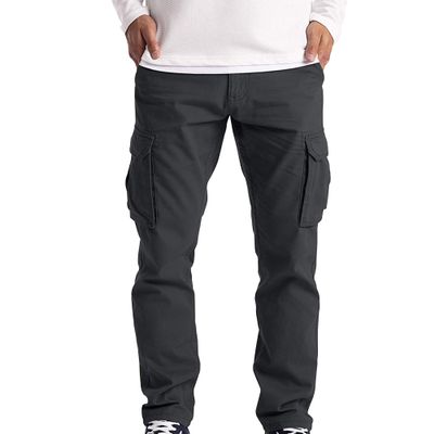 Maiyifu-GJ Men's Cotton Hiking Pants Lightweight Elastic Waist Cargo Pants Casual Athletic Joggers Sweatpants with Pockets (Grey,4X-Large)