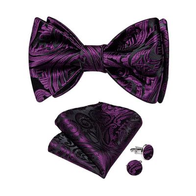 Bowtie For Men Self-Ties Set Cravat Mens Bow Tie Accessories Burgundy Wine Red Color Paisley Butterfly Knot Gift