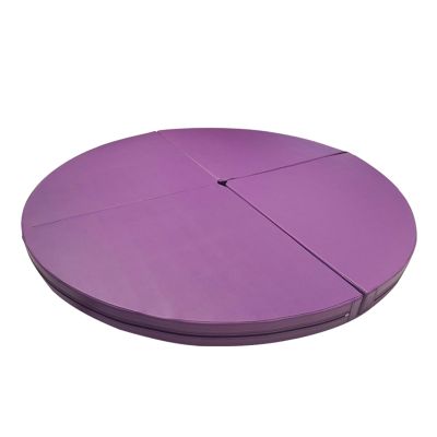 SHYP Round Folding Portable Pole Dance Mat Professional Yoga Exercise Safety Dancing Pole Mat Cross Linked EPE Foam Crash Mat w/PU Leather Skid Proof Cover, Purple (Color : 120cm, Size : 3cm Thick)