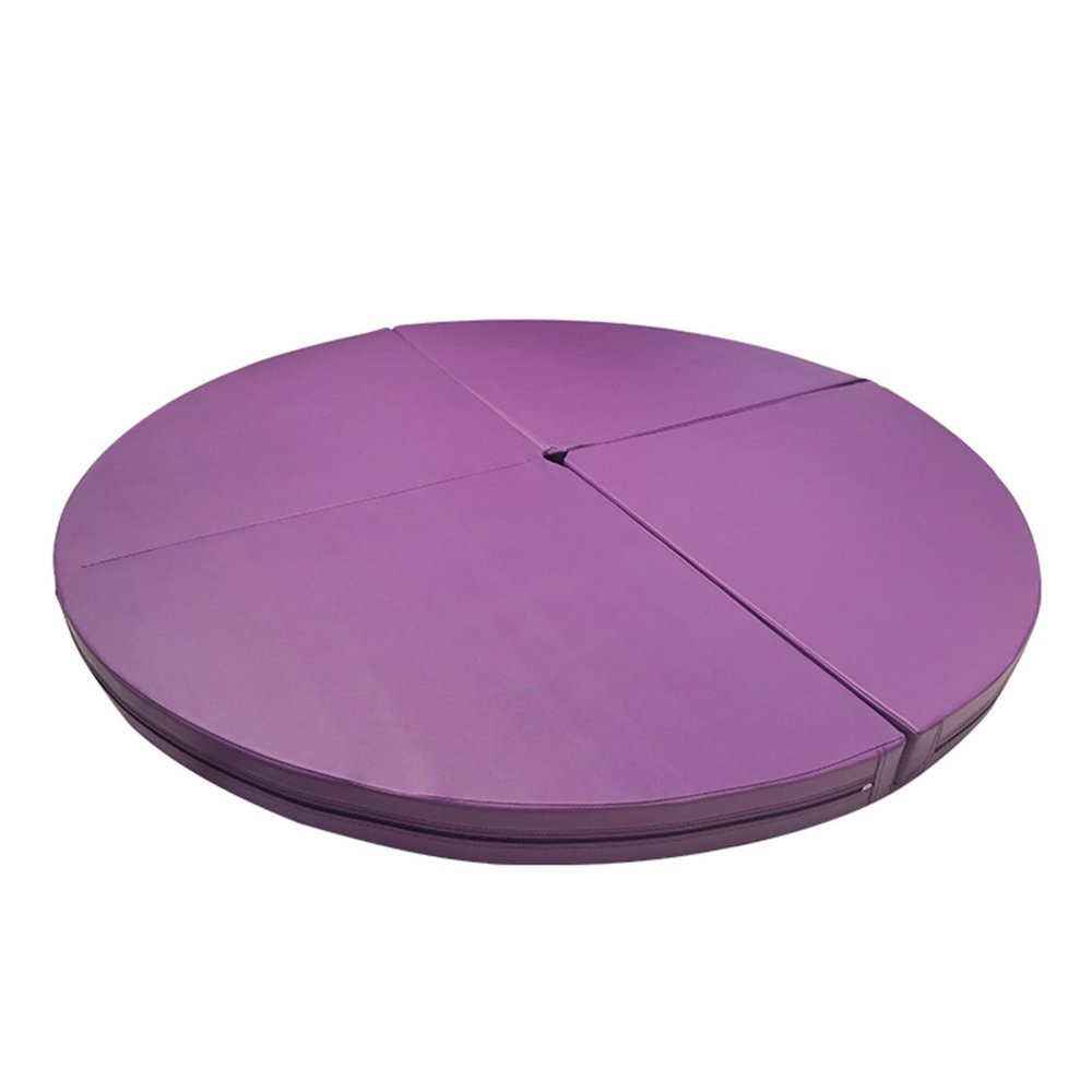 SHYP Round Folding Portable Pole Dance Mat Professional Yoga Exercise Safety Dancing Pole Mat Cross Linked EPE Foam Crash Mat w/PU Leather Skid Proof Cover, Purple (Color : 120cm, Size : 3cm Thick)