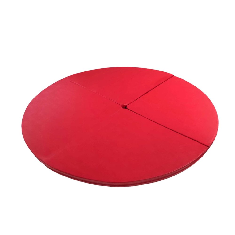 SHYP Round Folding Portable Pole Dance Mat Professional Yoga Exercise Safety Dancing Pole Mat Cross Linked EPE Foam Crash Mat w/PU Leather Skid Proof Cover, Red (Color : 120cm, Size : 3cm Thick)