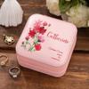 callie Personalized Birth Flower Jewelry Box for Women Mom, Custom Watercolor Leather Travel Jewelry Case, Mother's Day Wedding Birthday Gift for Her view 4