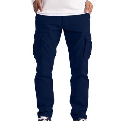 Maiyifu-GJ Casual Cargo Pants for Men Lightweight Multi Pockets Hiking Sweatpants Athletic Running Joggers Trousers (Dark Blue,XX-Large)
