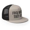 RIVEMUG Fuck What They Say Flat Bill Trucker Hat High Crown Adjuistable Cap Silver/Black view 4