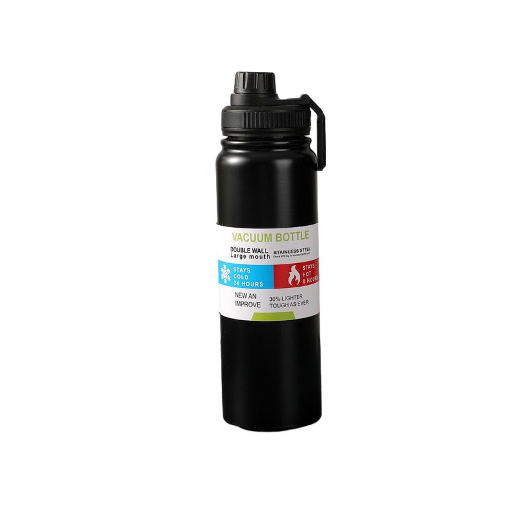 LZWDPPKLR Stainless Steel Thermos Mug Large Capacity Sports Water Bottle Outdoor Portable car Water Cup Black(1000ml)