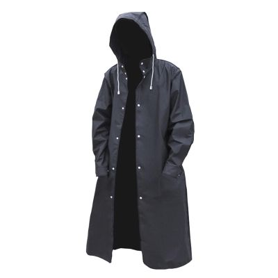 AKbik Men's Raincoats With Hood, Waterproof Reusable Coat Jacket Adults, Rain Coat for Hiking Trekking Poncho (Color : Black, Size : Large)