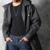 AKbik Men's Raincoats With Hood, Waterproof Reusable Coat Jacket Adults, Rain Coat for Hiking Trekking Poncho (Color : Black, Size : Large) view 2