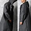 AKbik Men's Raincoats With Hood, Waterproof Reusable Coat Jacket Adults, Rain Coat for Hiking Trekking Poncho (Color : Black, Size : Large) view 4