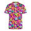 80s 90s Men's Golf Polo Shirts Hawaiian Polo Shirts for Men Dry Fit Golf Shirt Short Sleeve Print Polo Shirts for Men,Pink Medium view 1